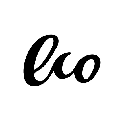 Eco hand drawn logo, lable. Vector illustration eps 10 for food and drink, restaurants, menu, bio markets and organic products. Brush lettering, calligraphyの写真素材