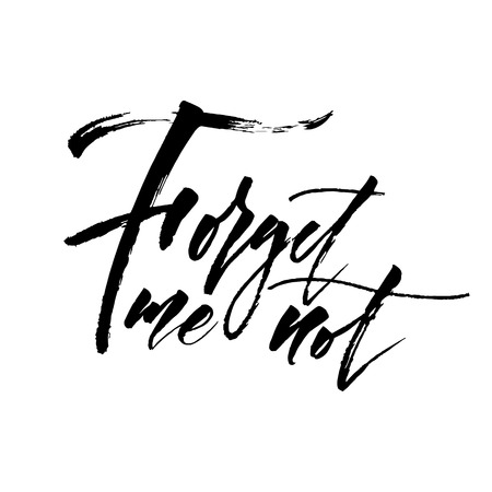 Floral vector calligraphic logo. Flower Forget-me-not. Hand calligraphy with brush, lettering, modern design for decoration of flower shops, cosmetics, garden. For emblems, prints, label. Isolated Eps 10のイラスト素材