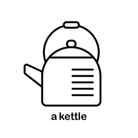 Icon of kitchen kettle with handle for tea or coffee and drinks.のイラスト素材