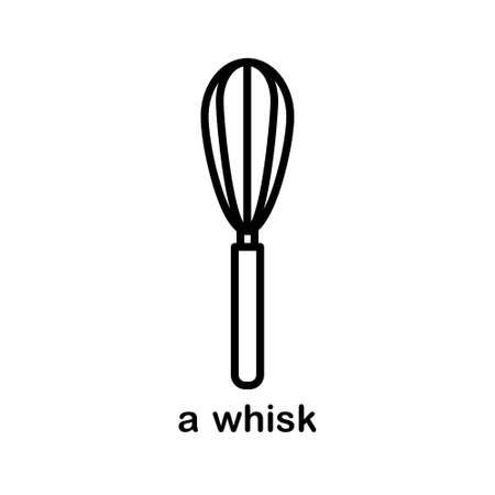 Line icon of of a balloon wire whisk and beater for kitchen and cookingのイラスト素材