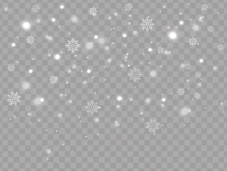 Winter background with stars and snowflakes on transparent backgroundのイラスト素材