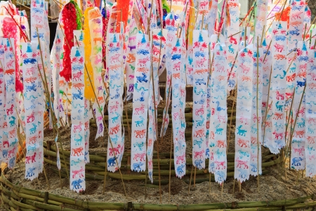 The Hang Tung and colorful paper  The pagoda is made of sandの写真素材