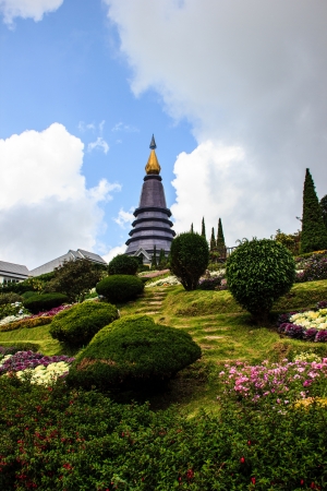 Pagoda on the top of mountain Inthanon, Chiang Mai, Thailand の写真素材