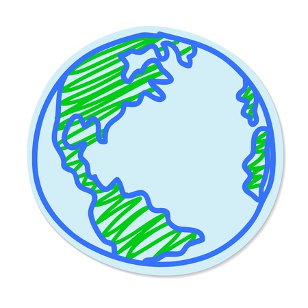Earth Hand drawn sticker isolated on a white backgroundのイラスト素材