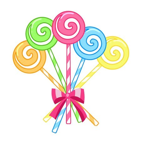 Striped candy lollipops isolated on a white backgroundのイラスト素材