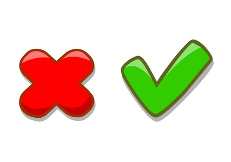 Right and wrong check mark signs on white backgroundのイラスト素材