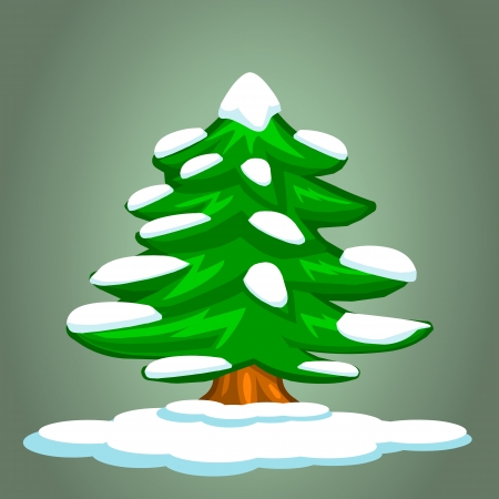 Christmas tree and snow background illustrationのイラスト素材
