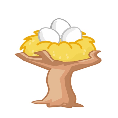  eggs in a nest on the tree cartoon vectorのイラスト素材