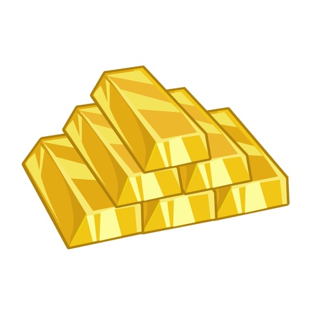 gold ingots isolated on white backgroundのイラスト素材