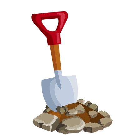 Shovel in ground isolated on white backgroundのイラスト素材