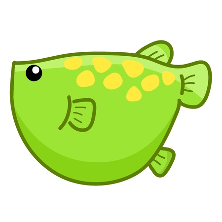 green fish cute cartoon isolated  illustration on white backgroundのイラスト素材
