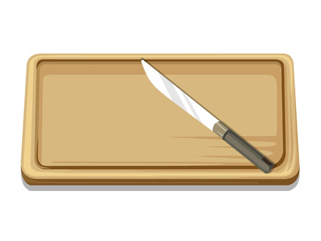chopping board and knife isolated illustration on white backgroundのイラスト素材