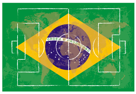 football court on Brazil flag background vector illustrationのイラスト素材