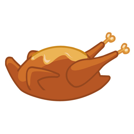 Whole roast chicken isolated illustration on white backgroundのイラスト素材