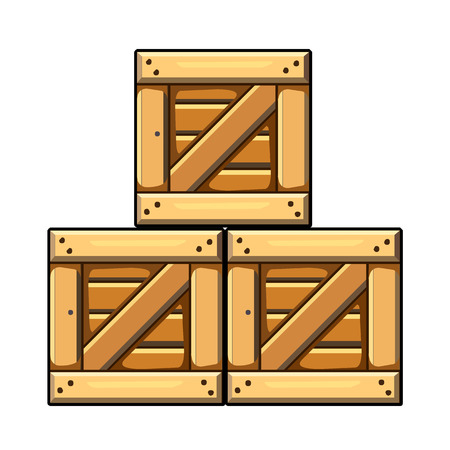 wood box isolated illustration on white backgroundのイラスト素材