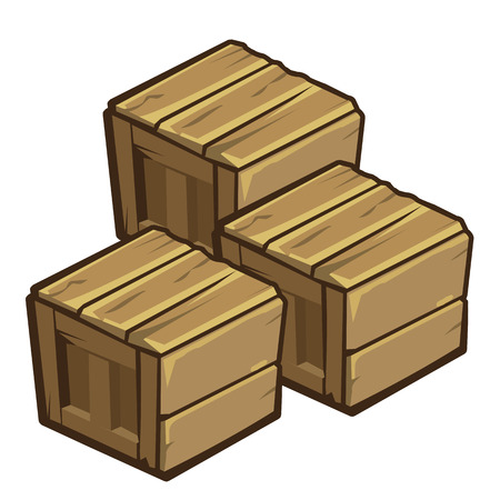 wood box isolated illustration on white backgroundのイラスト素材