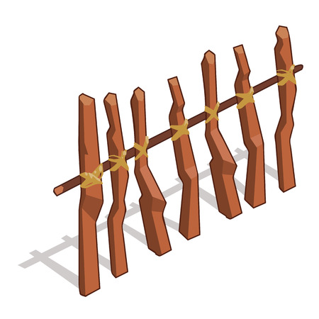 Wooden fence illustration isolated on white backgroundのイラスト素材