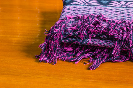 fabric on wooden backgroundの写真素材