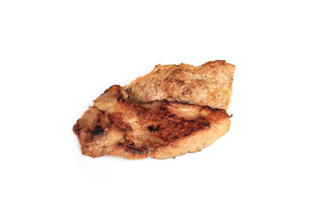 grilled pork chop on white backgroundの写真素材