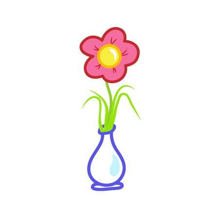 flower in vase isolated illustration on white backgroundのイラスト素材