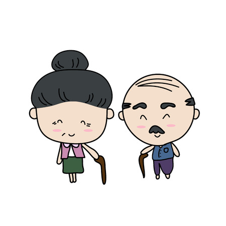 Elderly couple of lover Vector illustrationのイラスト素材