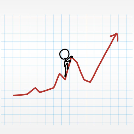 Hand draw Business man climb on graphのイラスト素材