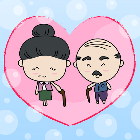Elderly couple of lover Vector illustrationのイラスト素材