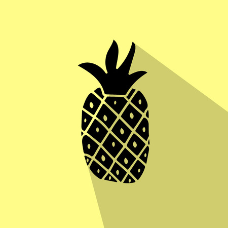 pineapple icon on yellow backgroundのイラスト素材