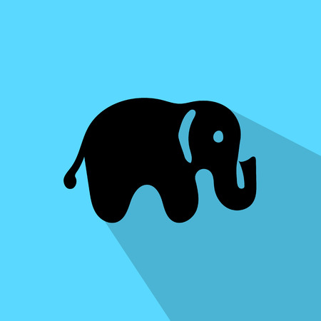 elephant icon on blue backgroundのイラスト素材