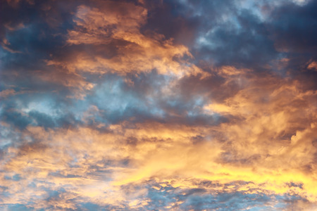 sunset with color gradient nimbus clouds