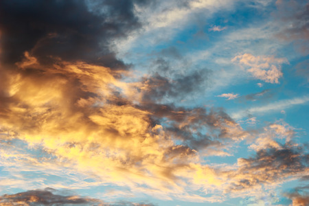 sunset with color gradient nimbus clouds