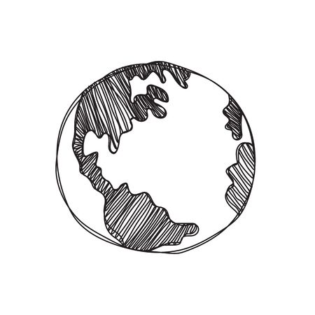 hand drawn global Isolated illustration on white backgroundのイラスト素材