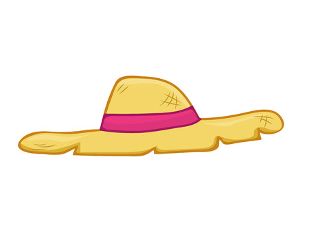 straw hat isolated illustration on white backgroundのイラスト素材