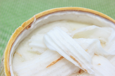 Coconut pudding dessert  in coco shellsの写真素材