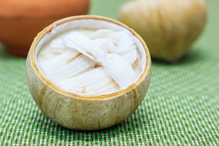 Coconut pudding dessert  in coco shellsの写真素材