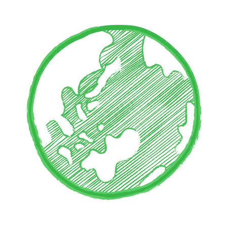 hand drawn global Isolated illustration on white backgroundのイラスト素材