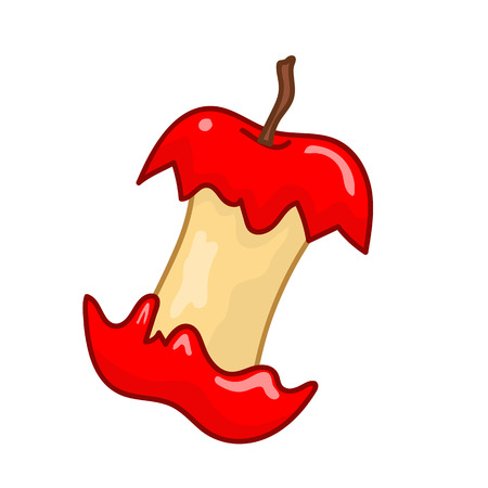 bitten red apple isolated illustration on white backgroundのイラスト素材