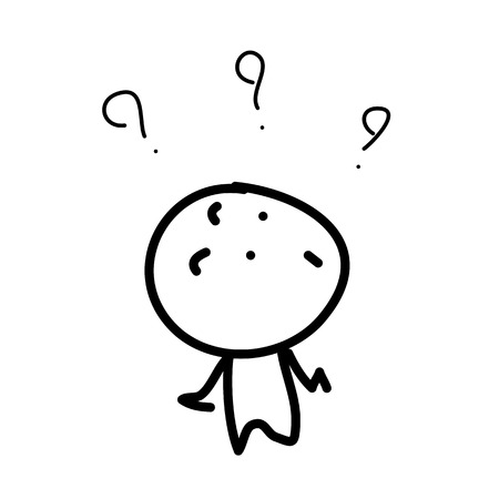 Hand draw human having doubts Isolated illustration on white backgroundのイラスト素材