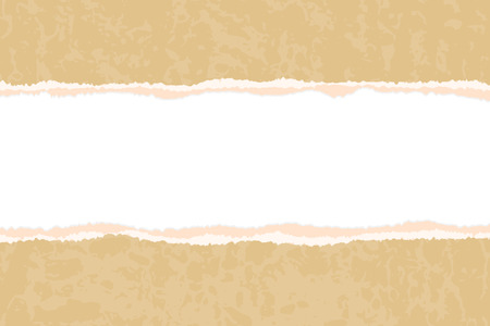 old Brown paper torn in half over white with soft shadowのイラスト素材