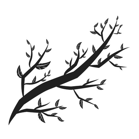 tree branches with lot of leaves silhouette isolated on white backgroundのイラスト素材