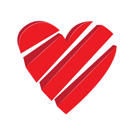 breaks red heart into piecesのイラスト素材