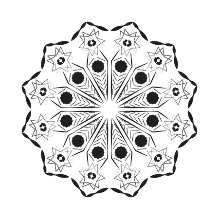 flower mandala, patterned Indian paisley. geometric vector illustrationのイラスト素材