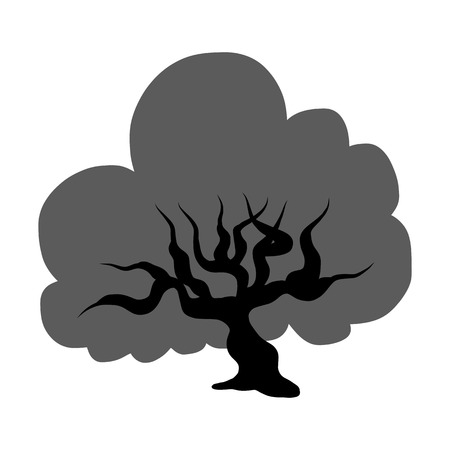 Tree silhouette isolated illustration on white backgroundのイラスト素材