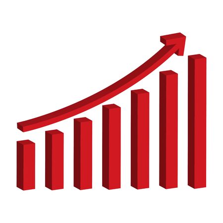 Business graph with increasing arrow. growing graph iconのイラスト素材