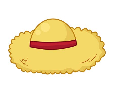 straw hat isolated illustration on white backgroundのイラスト素材