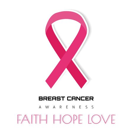 Breast cancer awareness design with pink support ribbon isolated on white background. Vector illustrationのイラスト素材