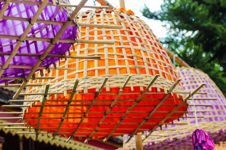 Lanna Lamp at a temple Northern Thailand. lamp lantern Lanna Yi Peng festival.の写真素材