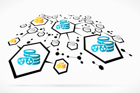 Abstract tape and hard-disk database backup network illustrationのイラスト素材