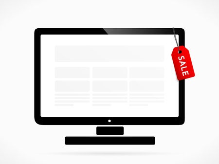 Red sale label on a desktop computerのイラスト素材