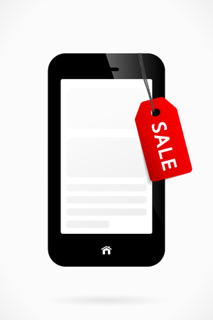 Red sale label on a mobile phoneのイラスト素材